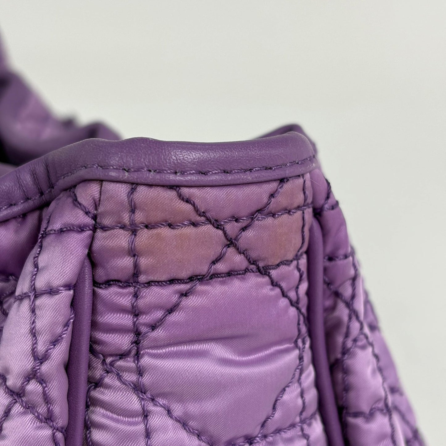 Christian Dior Purple Nylon Leather Handbag Tote Bag ()