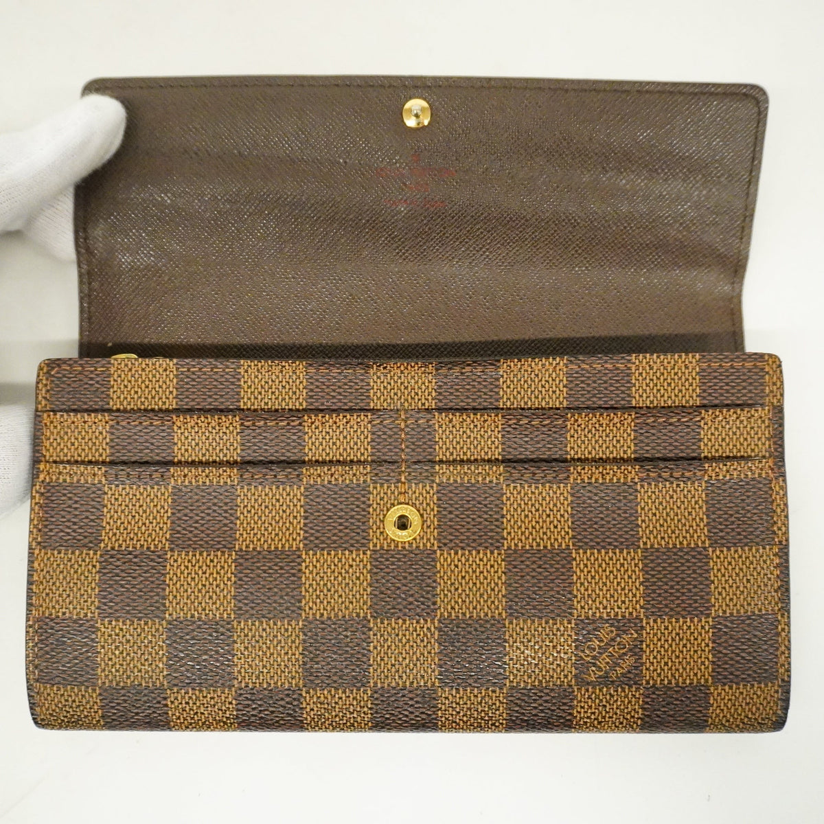 Louis VuittonAuth Damier Portofeuil Sara N61734 Men,Women,Unisex Long Wallet