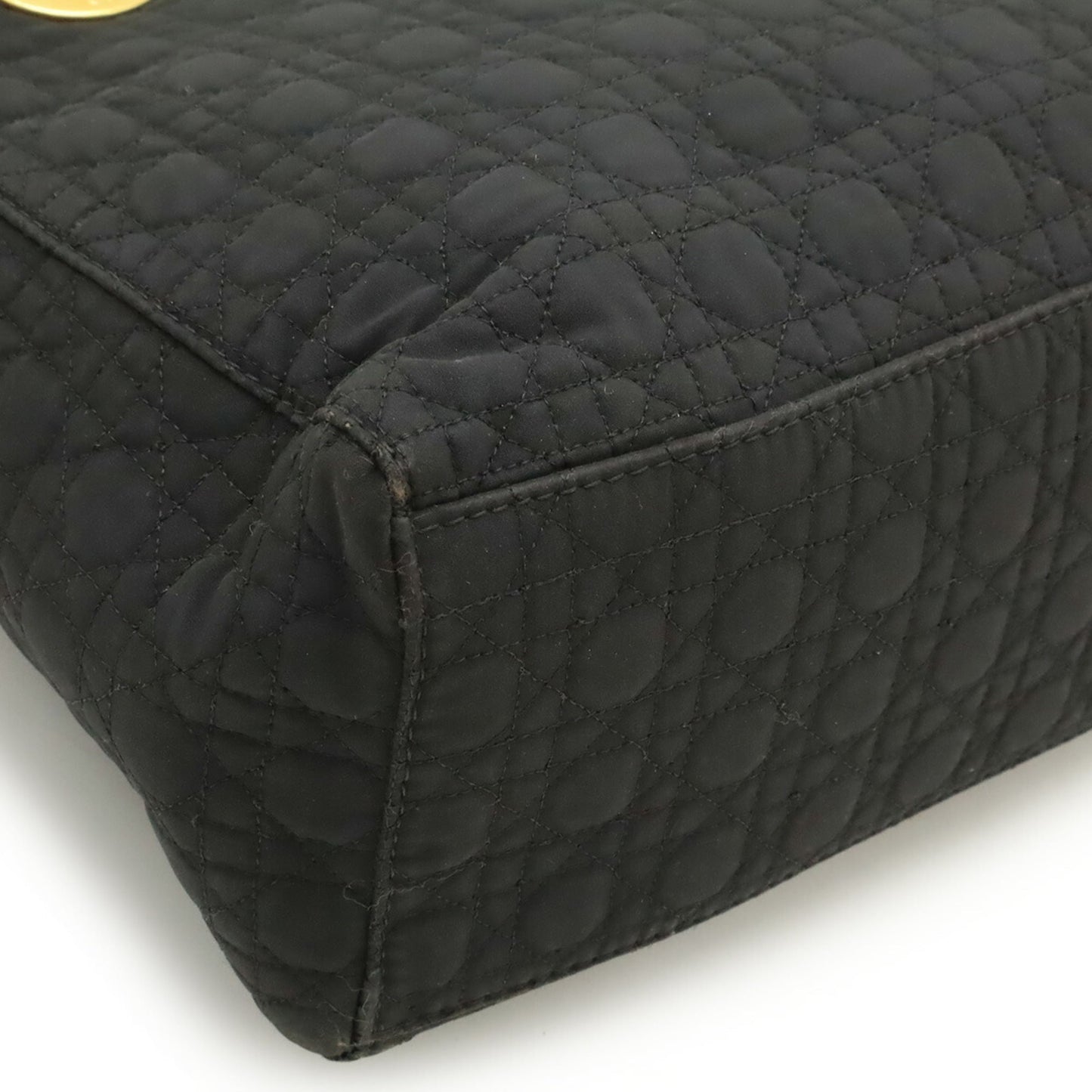 Christian Dior Lady Dior Black Nylon Handbag Tote Bag ()