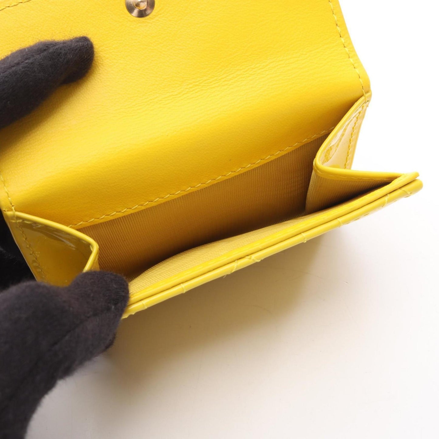 Christian Dior Yellow Patent Leather Wallet (Tri-Fold) ()