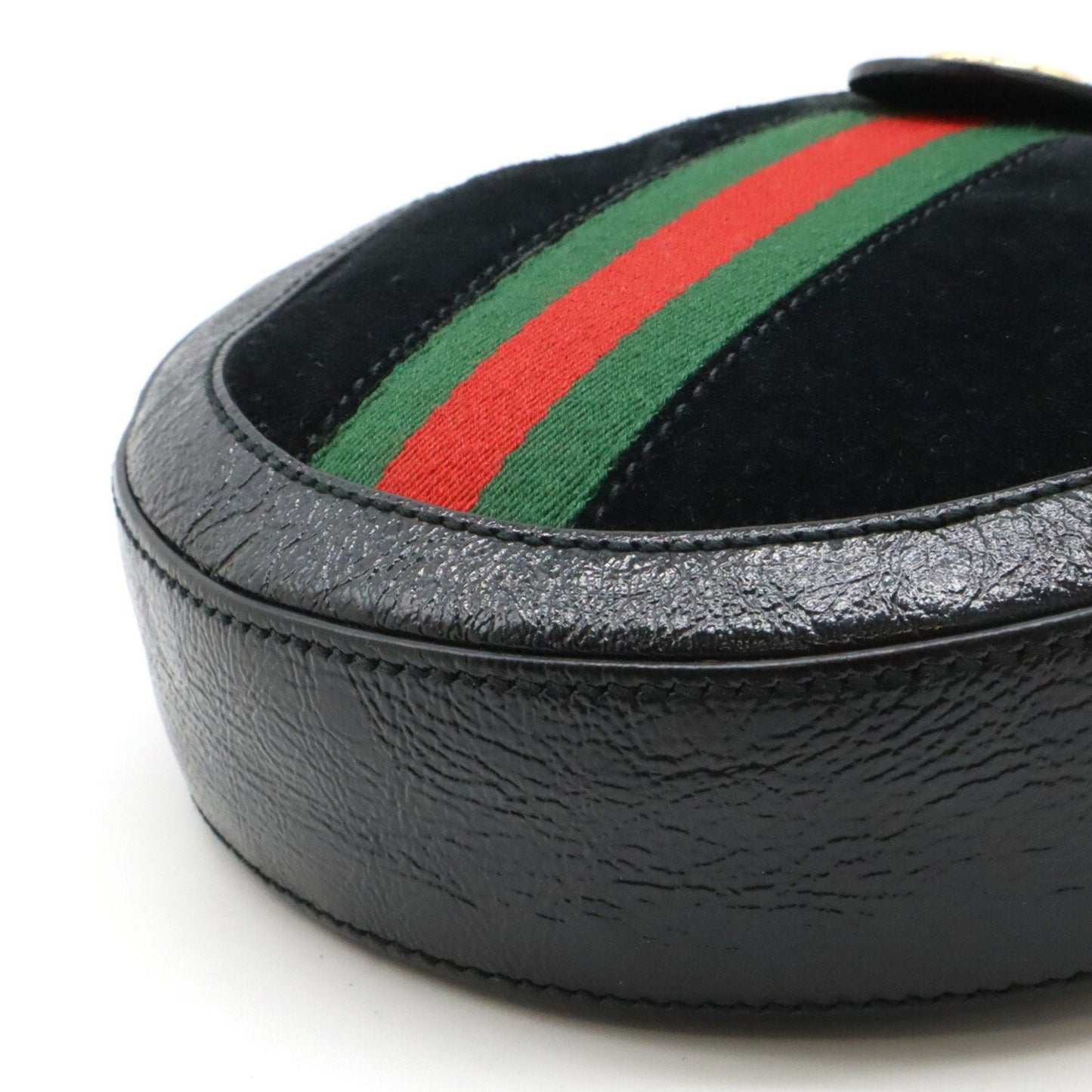 Gucci Gg Marmont Black Green Red Color Suede Patent Leather Pochette Shoulder Bag