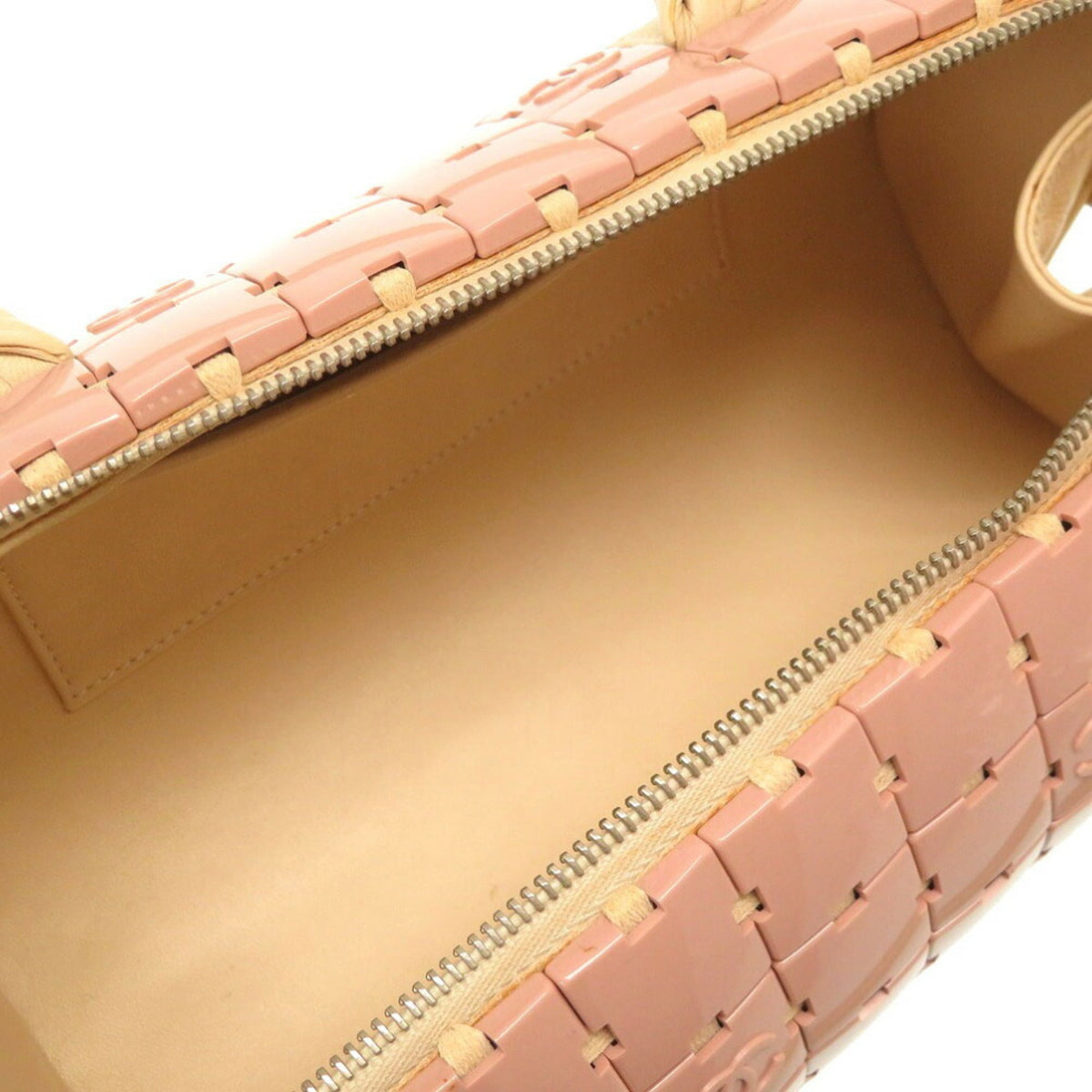 Chanel Duffle Bag Plastic Leather Pink White 6s Handbag