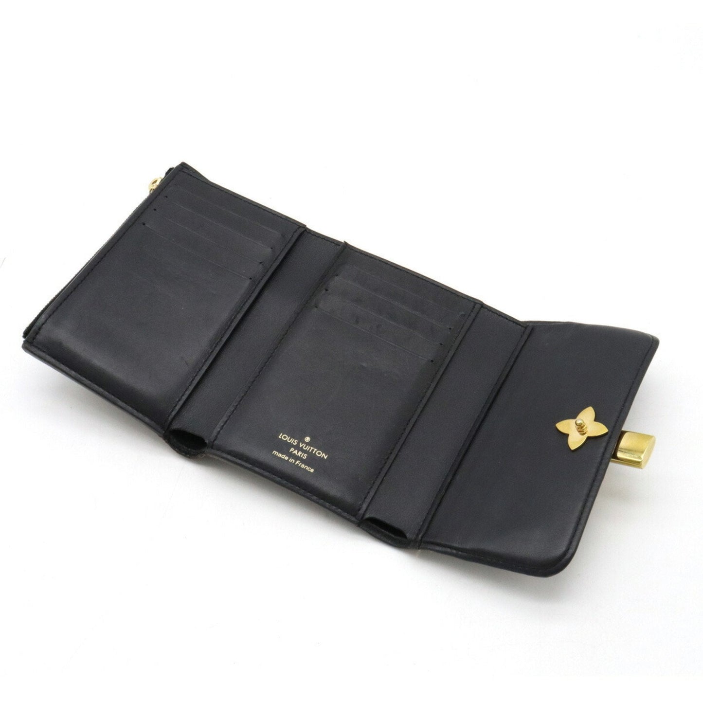 LOUIS VUITTON Monogram Portefeuille Flower Trifold Wallet Noir Black M62578