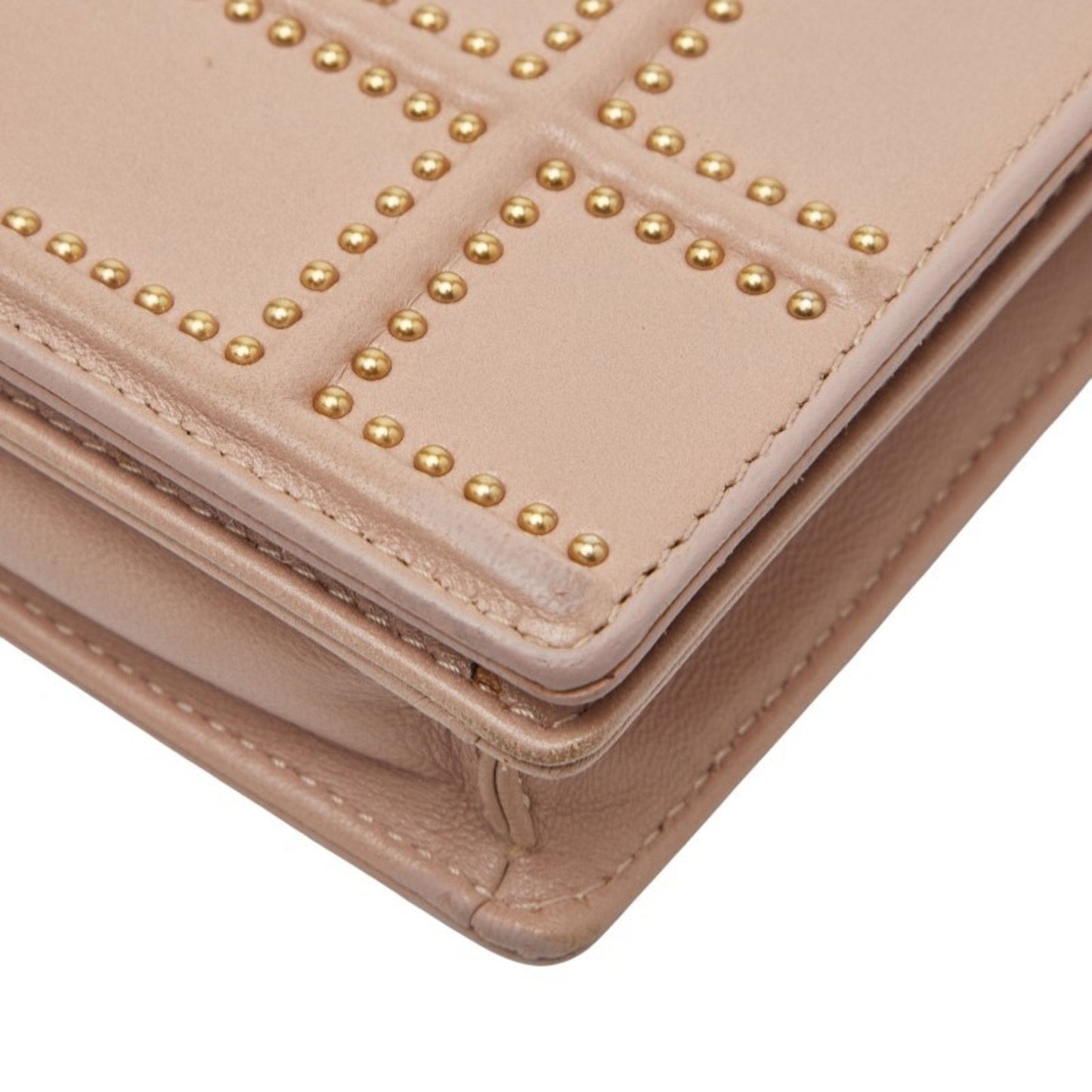Christian Dior Pink Beige Leather Shoulder Bag ()