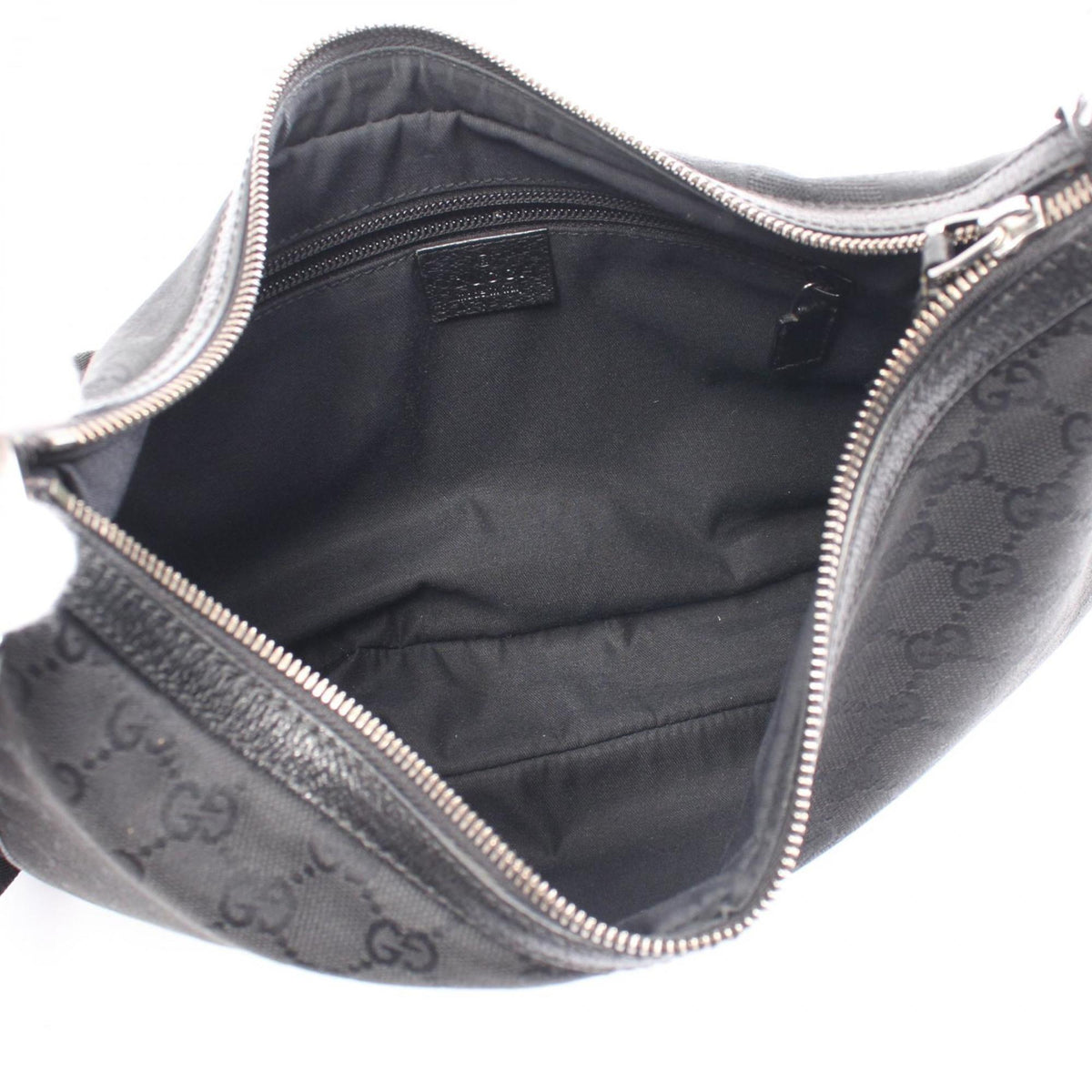Gucci Black Gg Canvas Leather Shoulder Bag