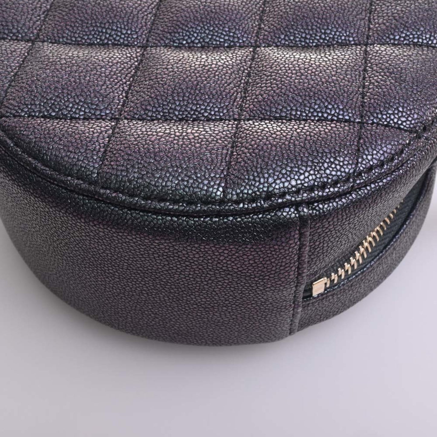 CHANEL Caviar Skin Matelasse Coco Mark Chain Shoulder Bag Metallic Women's
