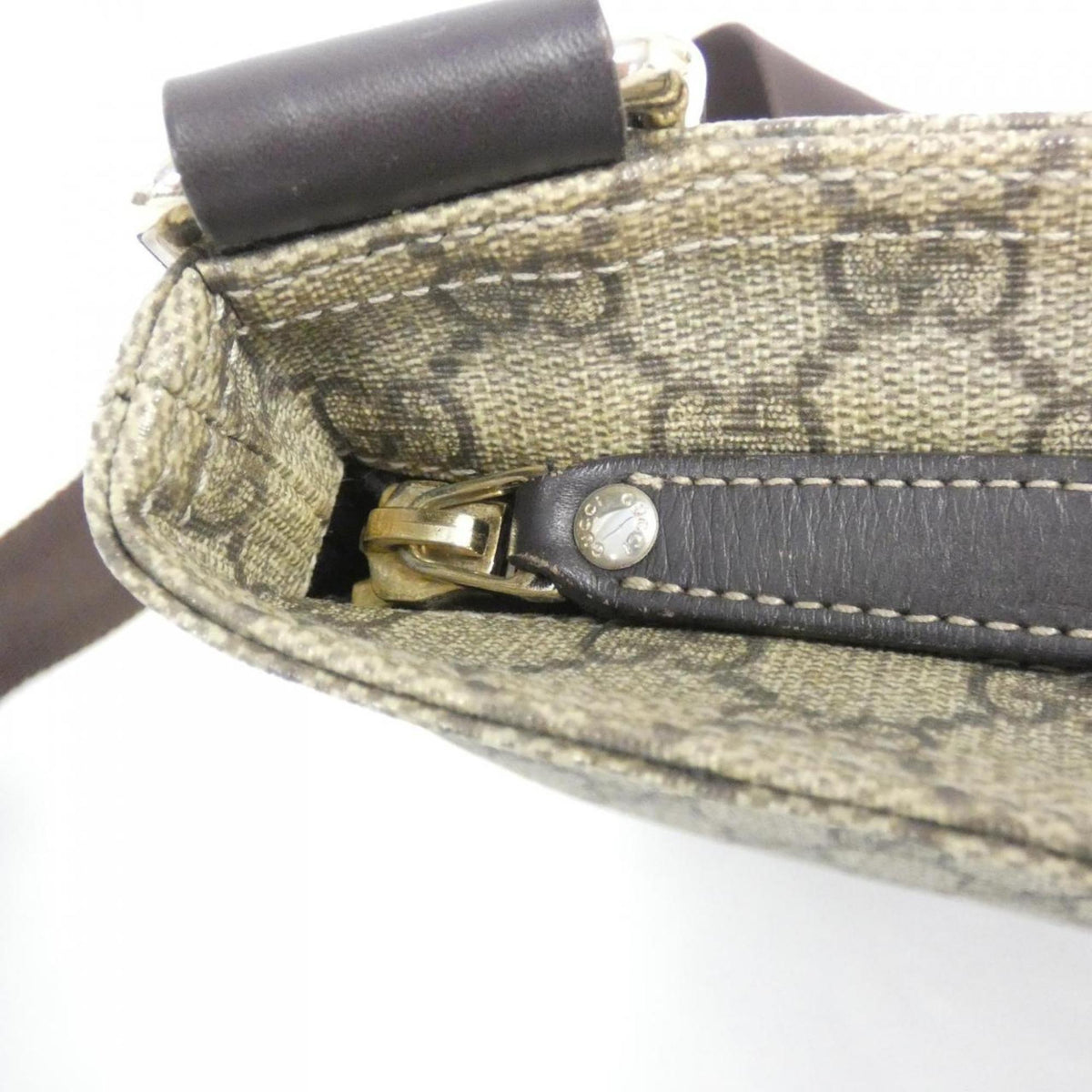 Gucci Beige Dark Brown Gg Plus Shoulder Bag