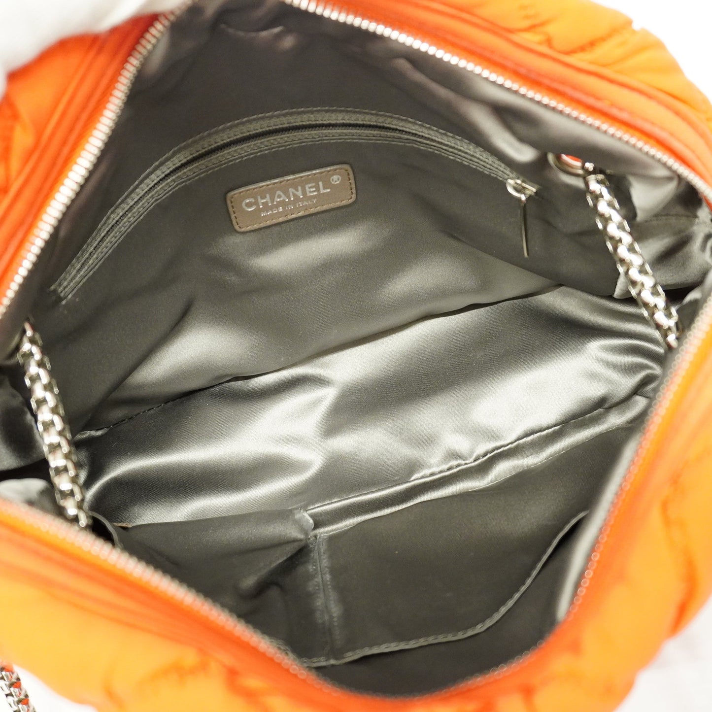 CHANEL Chain Shoulder Women's Nylon Shoulder Bag Orange