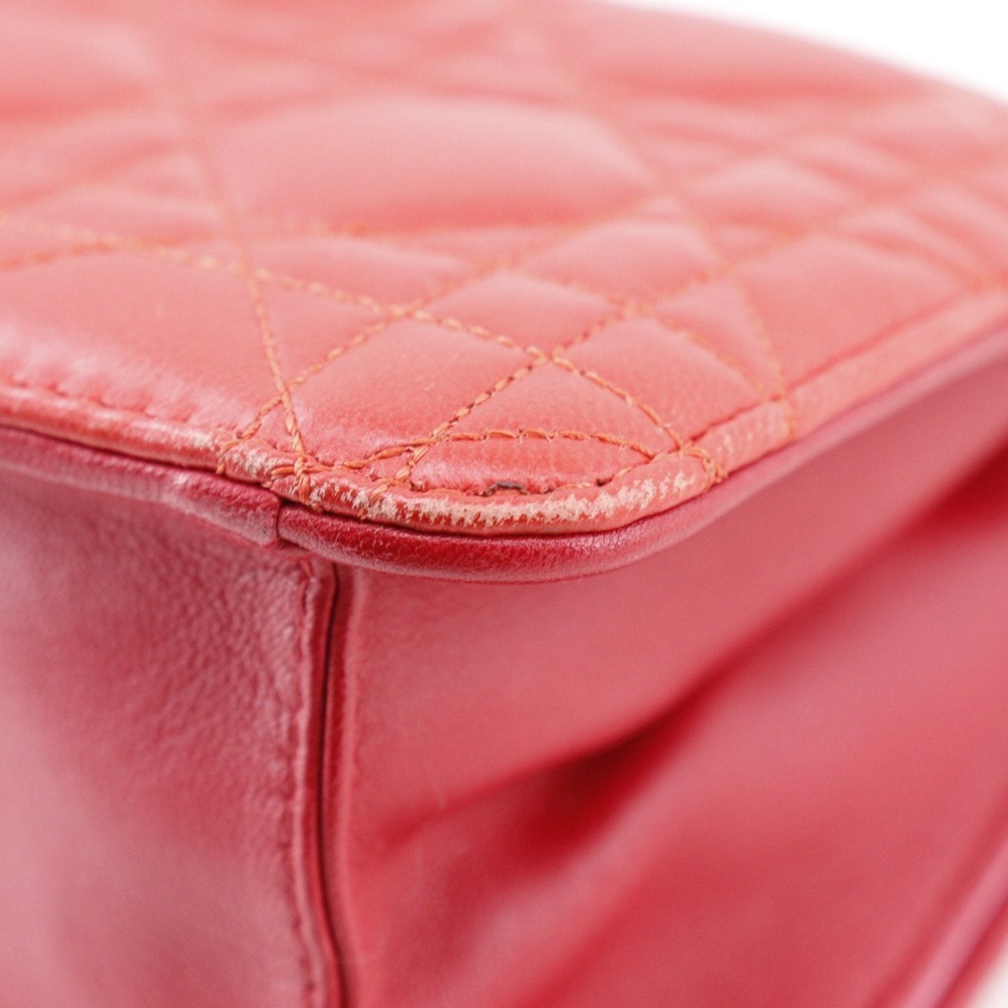 Christian Dior Pink Red Color Leather Shoulder Bag ()