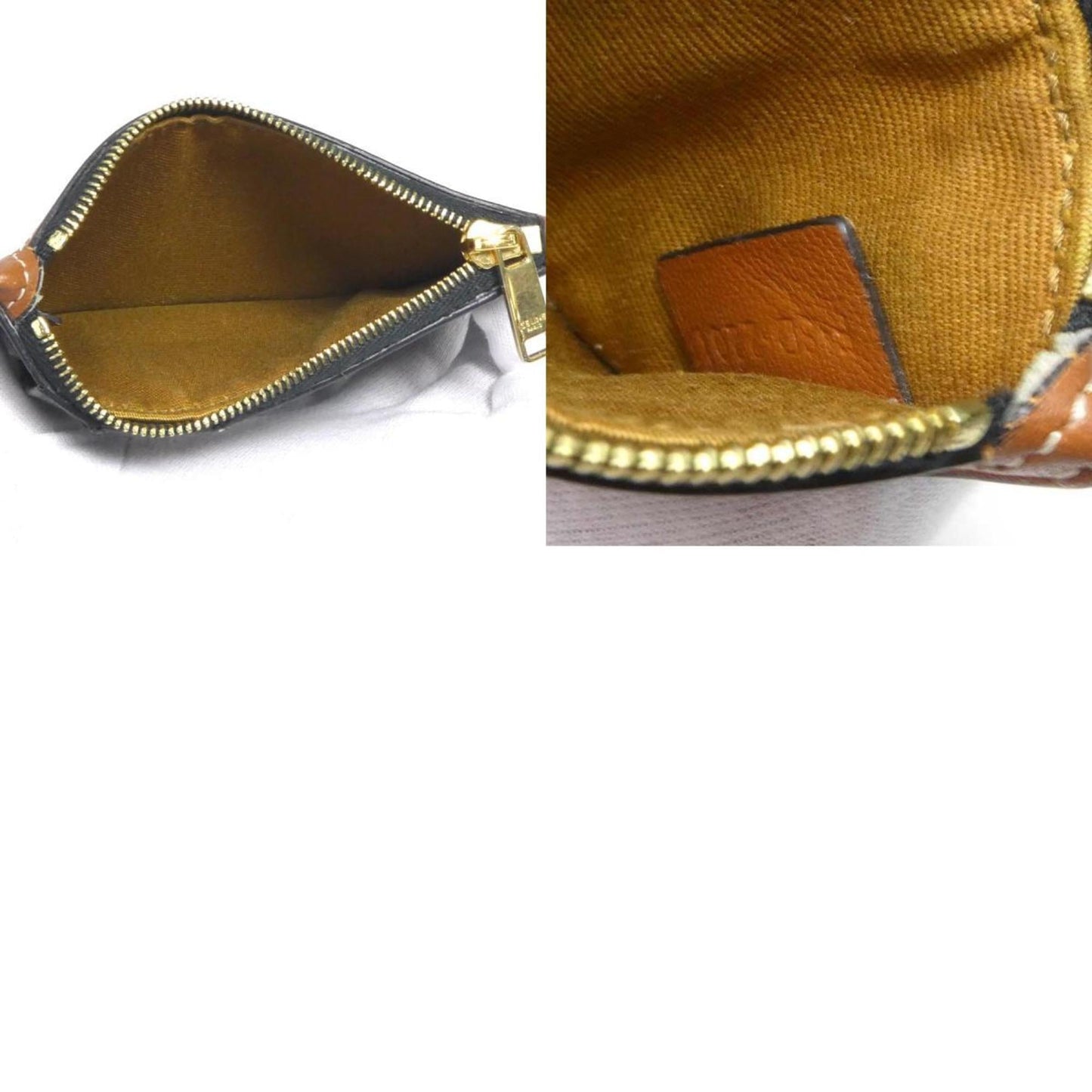 Celine coin case triomphe leather brown series gold unisex