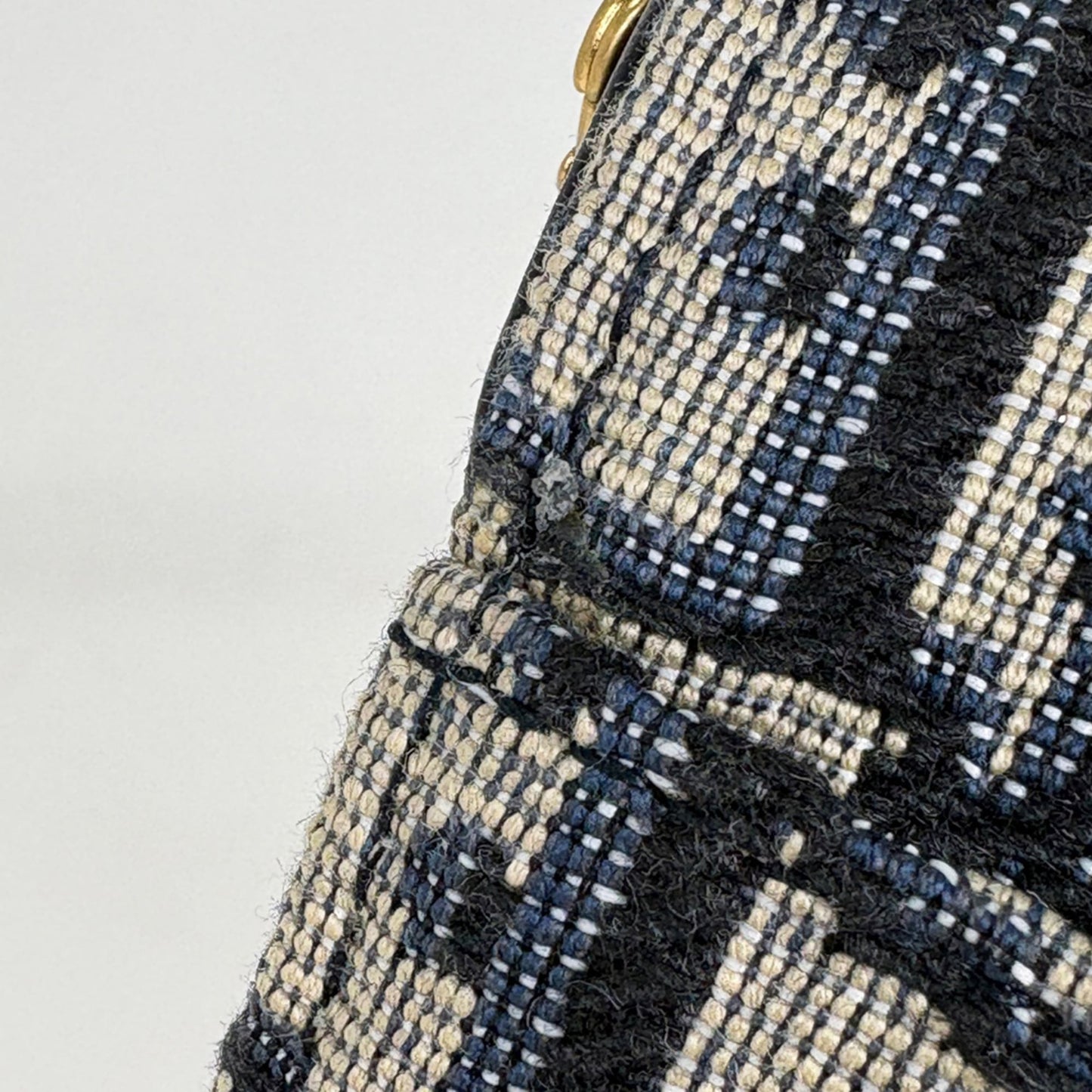 Christian Dior Navy Trotter Canvas Leather Chain/Shoulder Wallet ()