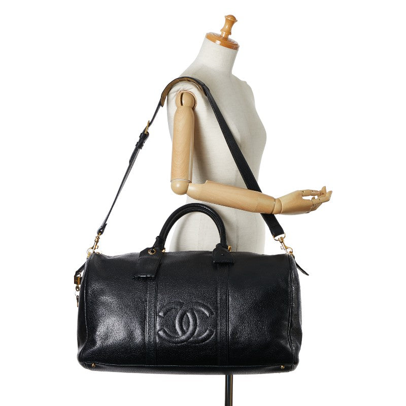 Chanel CC Caviar Travel Bag Leather Travel Bag in Good condition