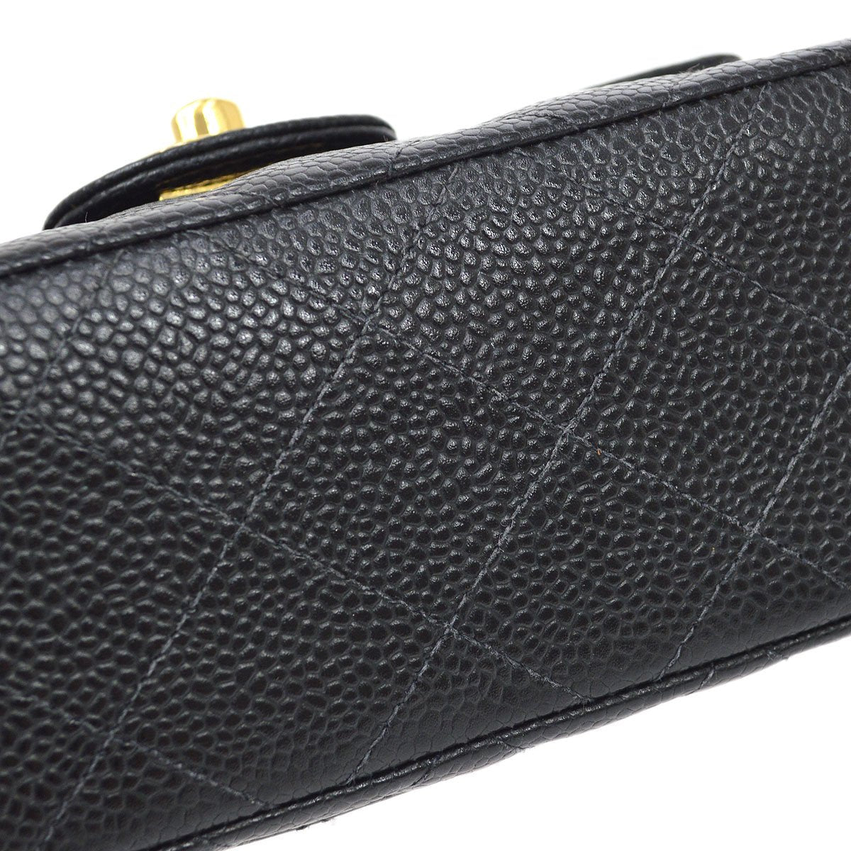 CHANEL 2003-2004 Classic Square Flap 17 Black Caviar 61688