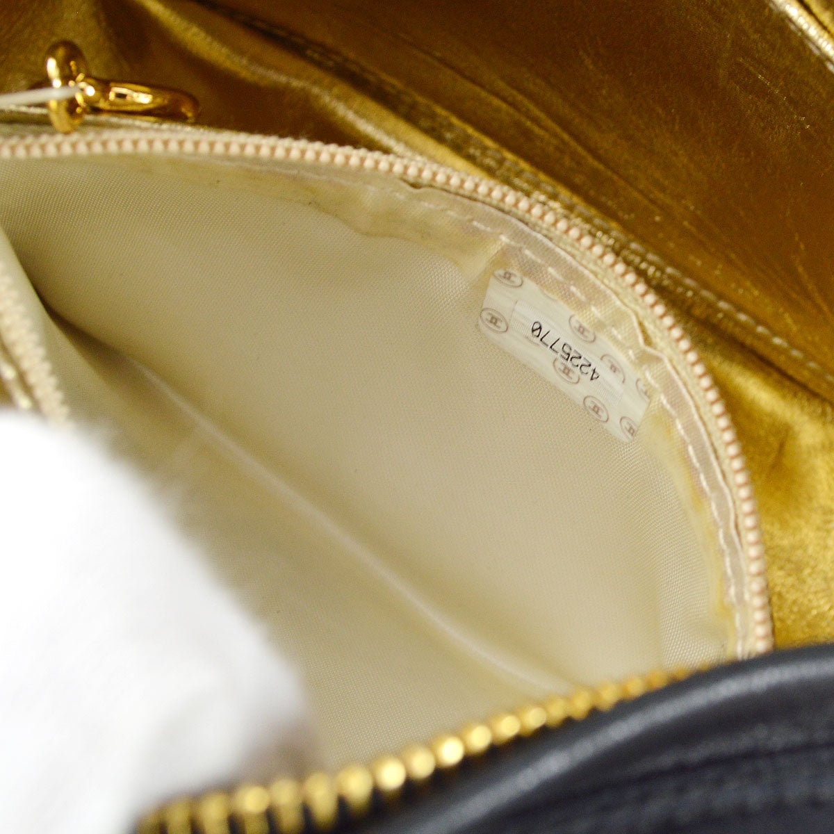 CHANEL 1996-1997 Camellia Stitched Bag Mini Black Satin 73509