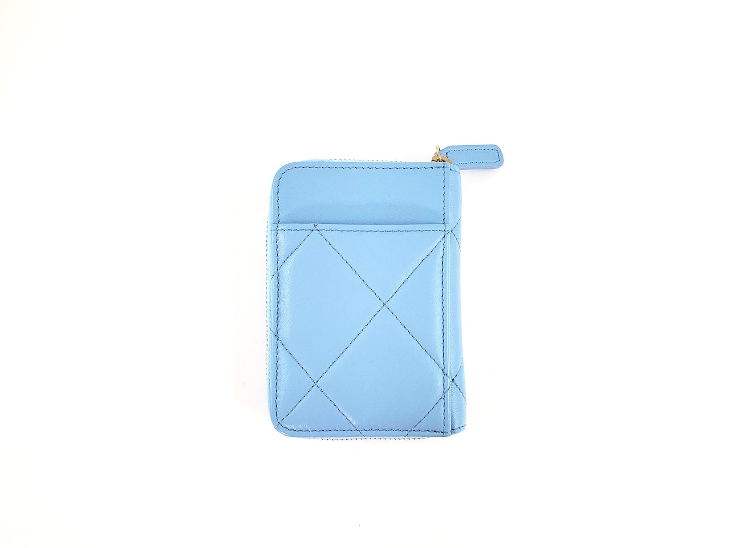 CHANEL Quilted 22S CC Blue Zip Card Case