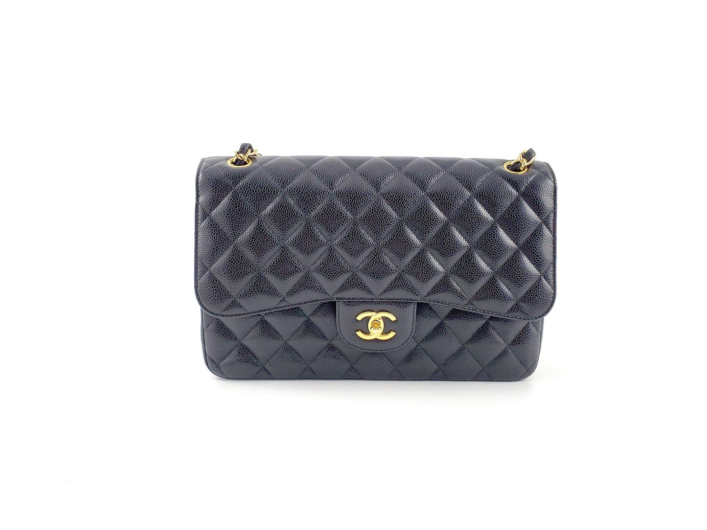 CHANEL Black Caviar Jumbo Classic Double Flap Bag
