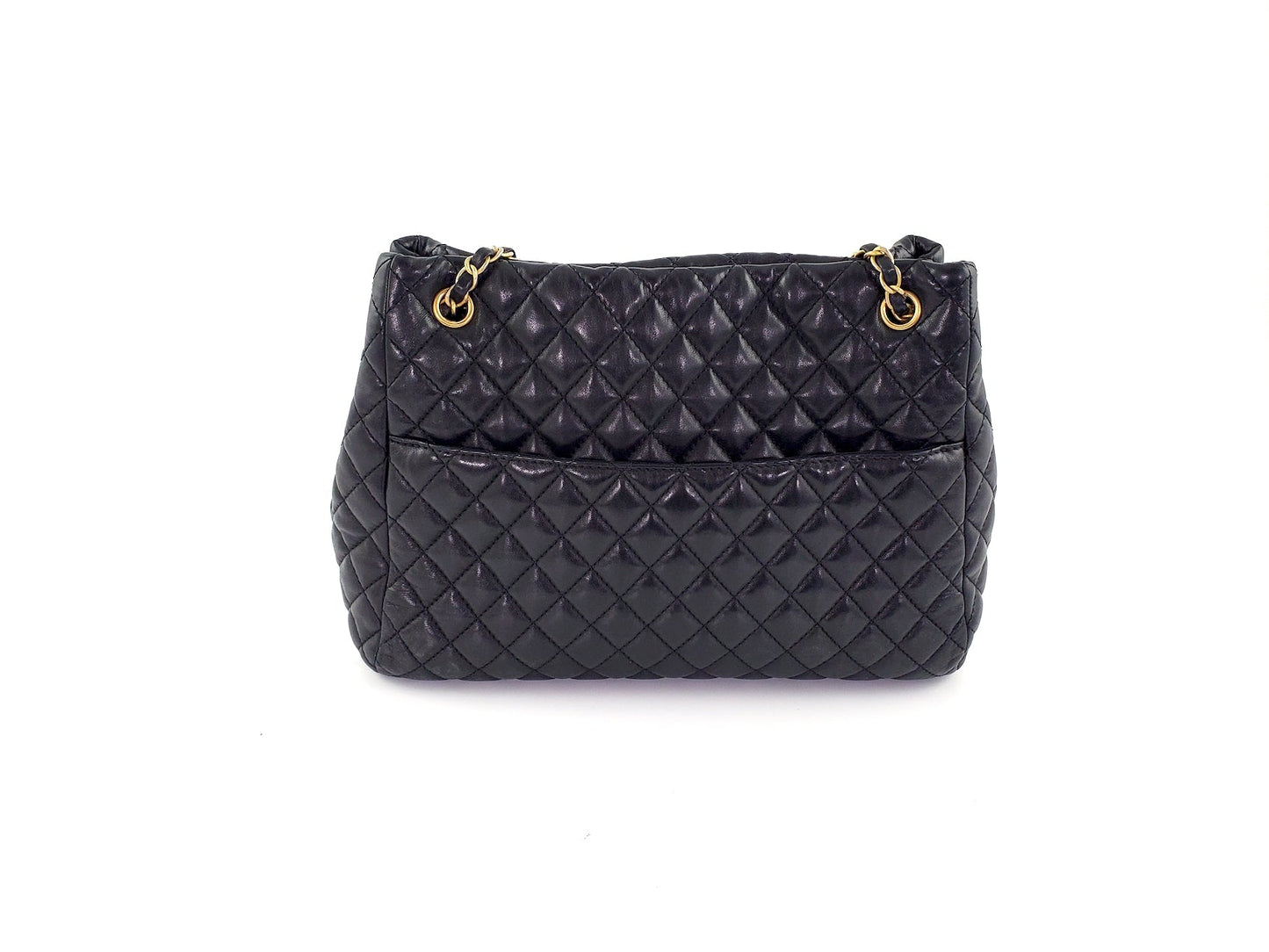 CHANEL Black Large Fluffy CC Shopping Leather Tote Bag