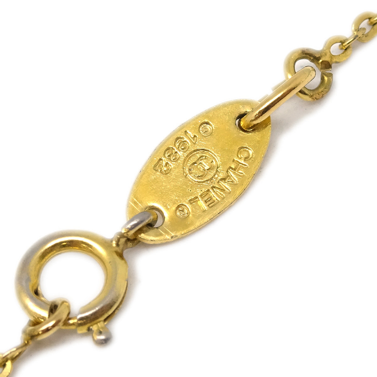 Chanel Mini CC Chain Pendant Necklace Gold 1982