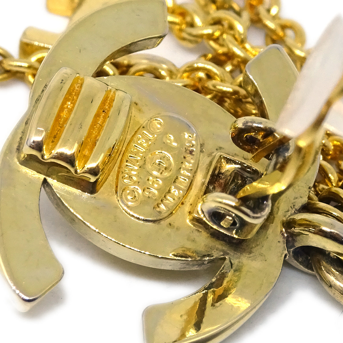 Chanel Dangle Turnlock Earrings Clip-On Gold 96P
