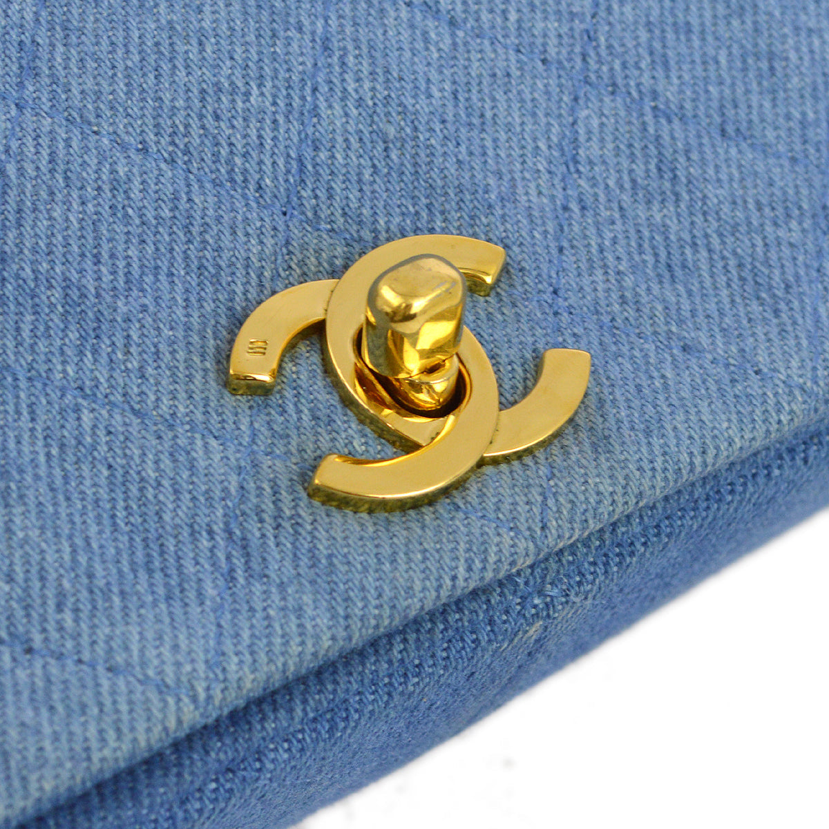 Chanel 1989-1991 Denim Turnlock Small Full Flap Bag