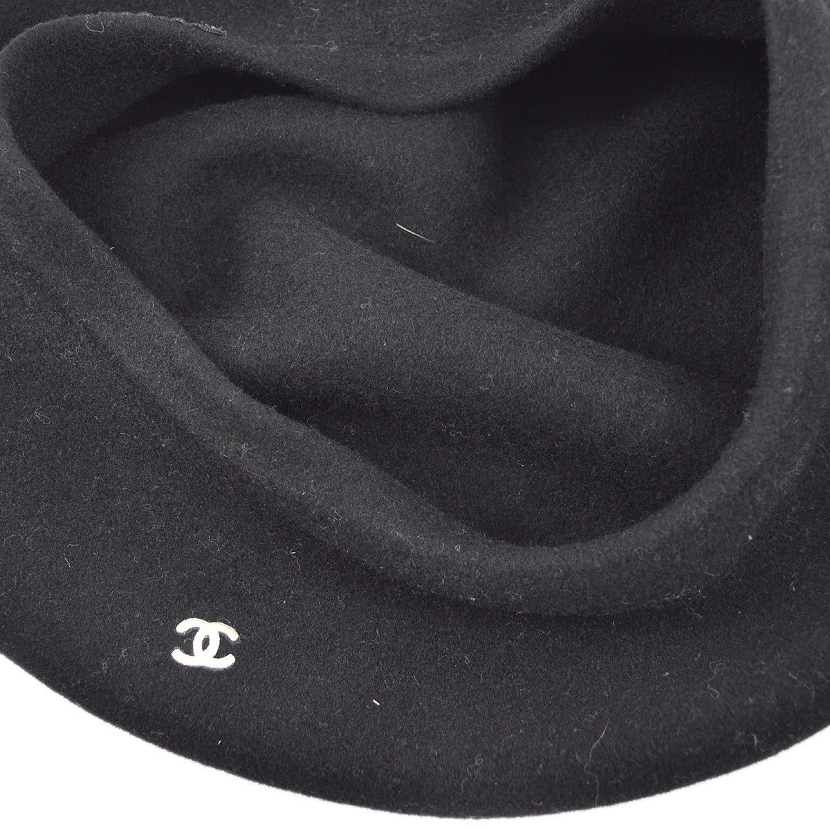 Chanel Oversize Black Hat Beret Small Good