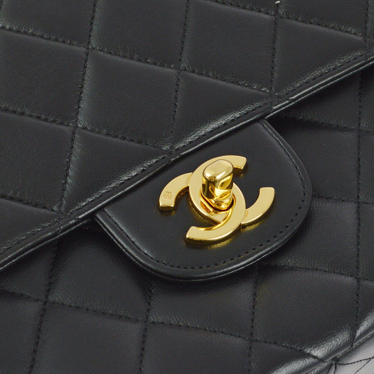 Chanel 1994-1996 Black Lambskin Double Sided Classic Flap Handbag