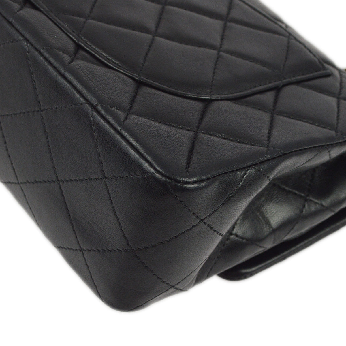 Chanel 2001-2003 Black Lambskin Small Classic Double Flap Shoulder Bag