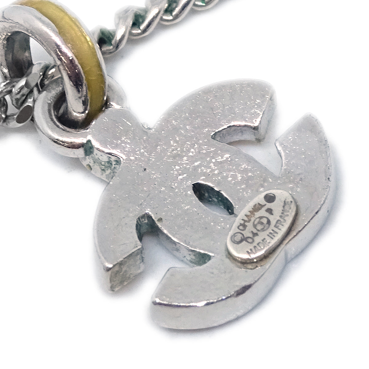 Chanel CC Chain Necklace Pendant Rhinestone Silver 04P