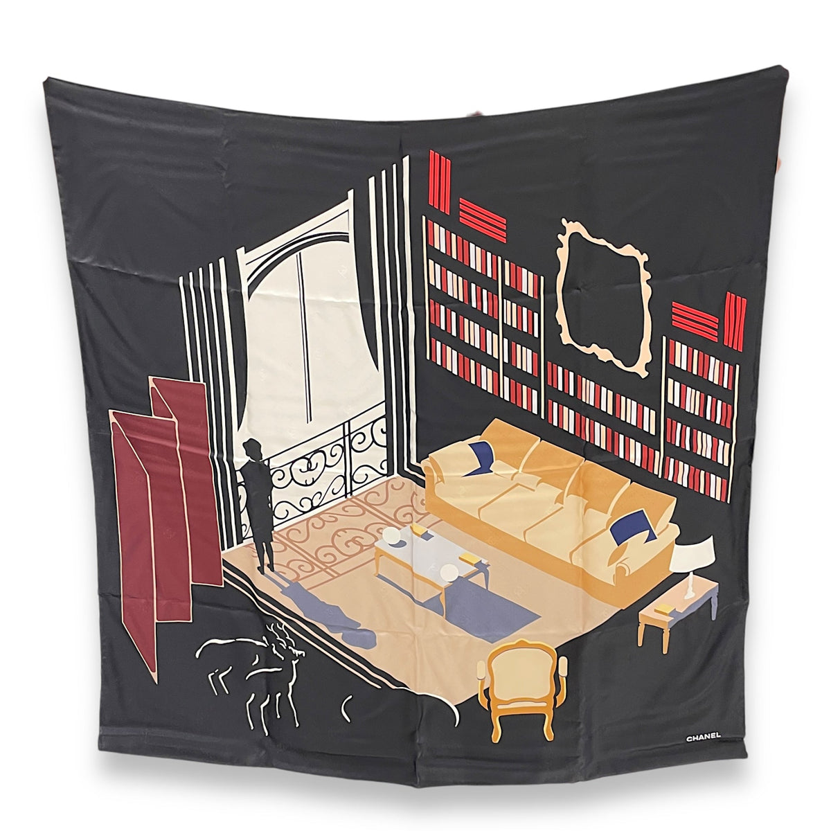 Apartment Print 90x90cm Multi-colour Scarf in Silk