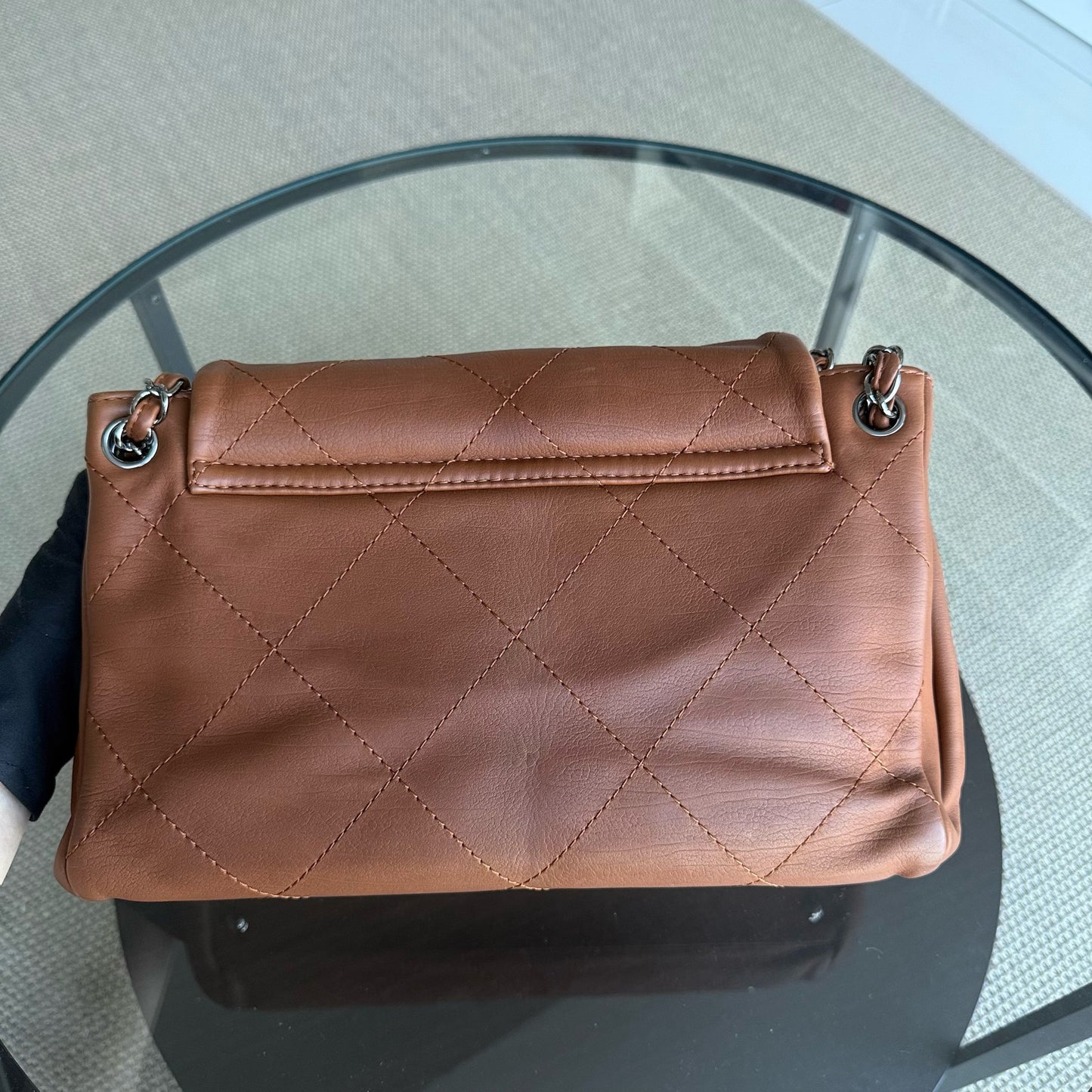 Chanel Hamptons Accordion Flap - Quilted Wild Stitch Calfskin Dark Brown Silver Hardware Series 15