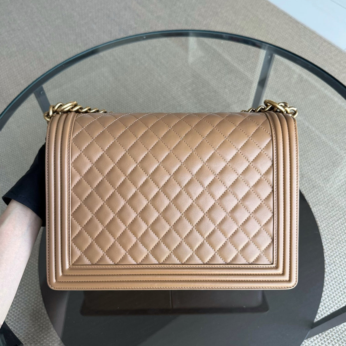 Chanel Boy Large - Quilted Lambskin Brown Gold Hardware Series 19