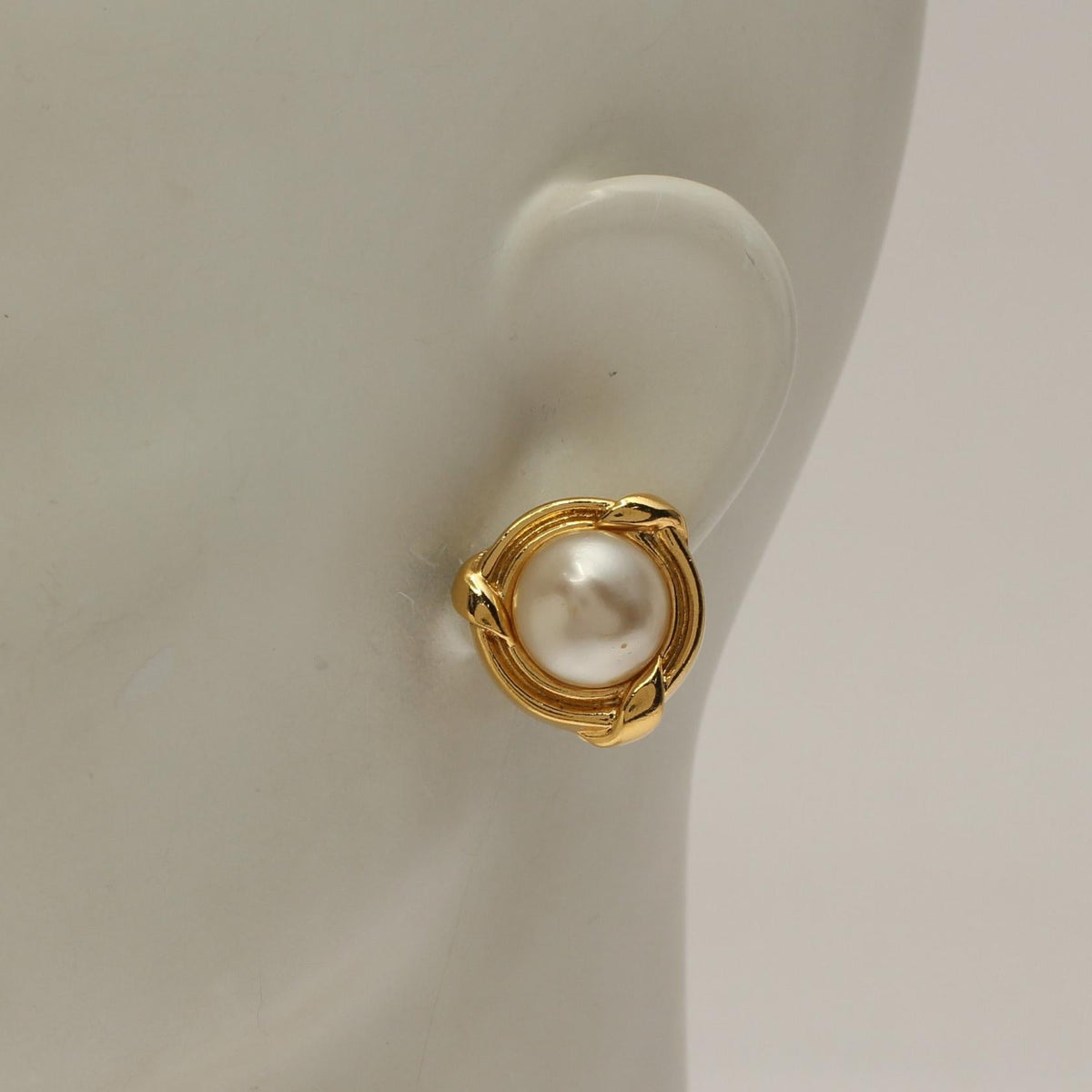 Chanel Gold Plated Faux Pearl Earrings