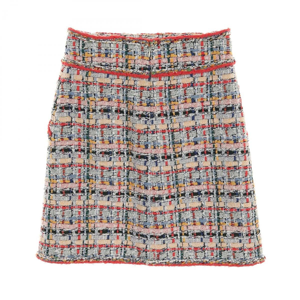 Chanel Coco Mark Button Cotton Silk Nylon Skirt