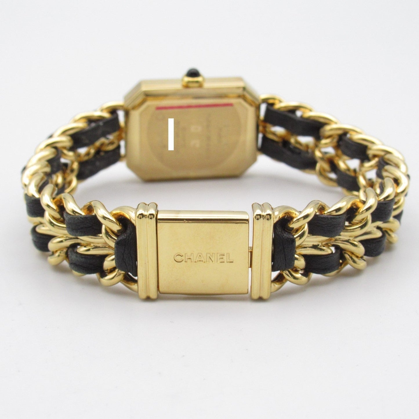 Chanel Premiere L鍍金/皮革手錶石英機芯黑色#16.5cm