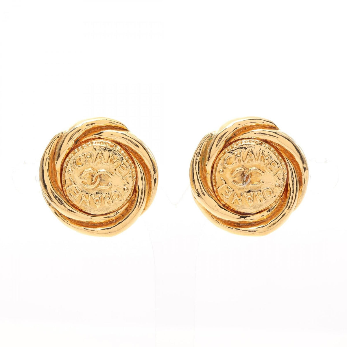 Chanel Coco Mark Earrings Gold GP 93P