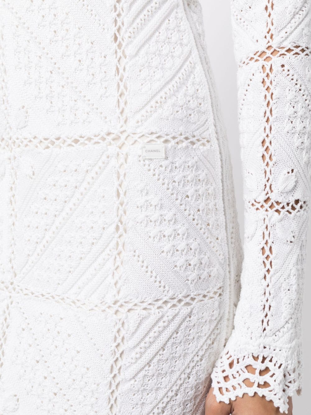 Crochet Knit Long-Sleeved Dress