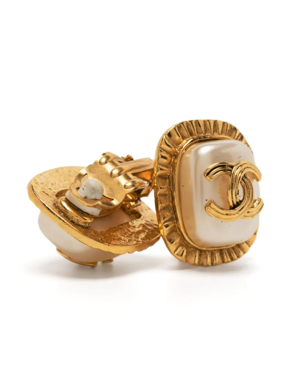 1994 CC Logo Faux-Pearl Clip-on Earrings