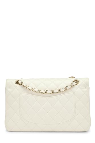 Chanel, White Quilted Lambskin Classic Double Flap Medium, White