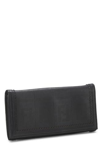 Fendi, Black Zucca Leather Long Wallet, Black