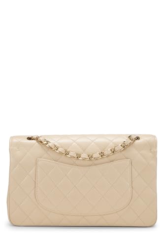 Chanel, Beige Quilted Caviar Classic Double Flap Medium, Beige