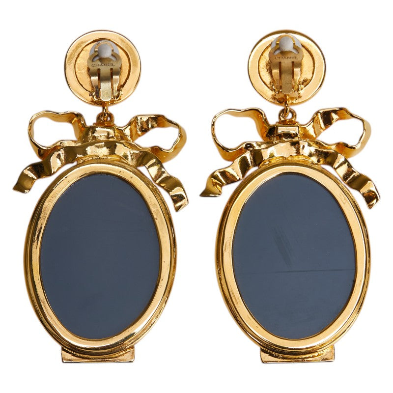 Chanel Coco Mark Ribbon Mirror Earrings