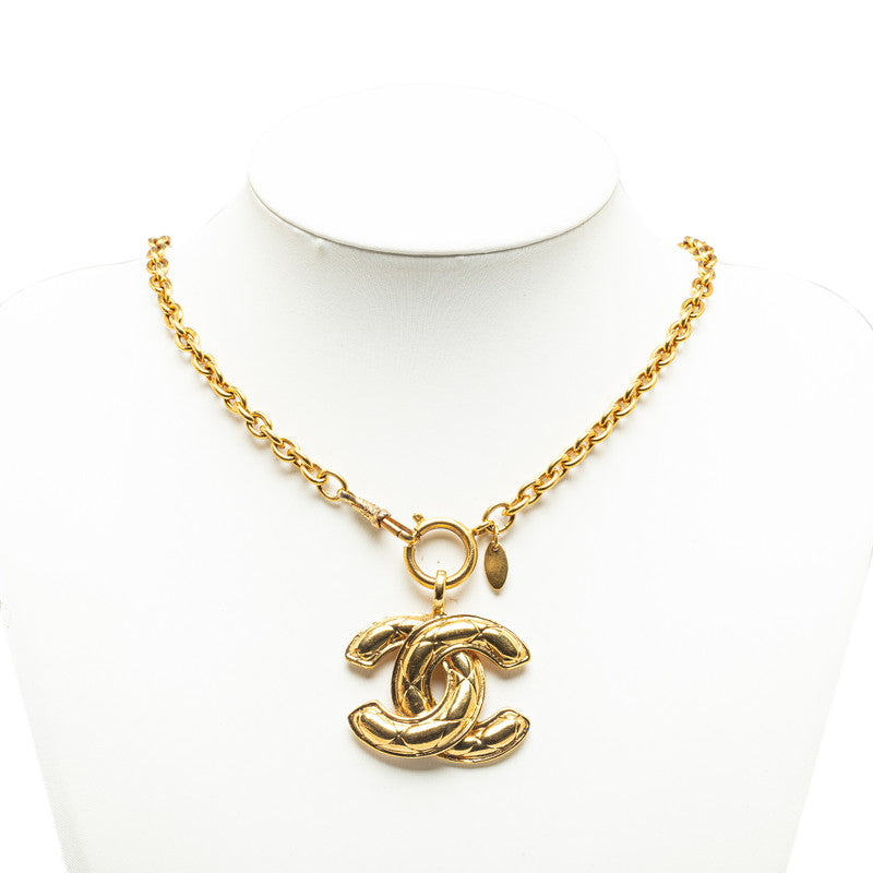 Chanel Quilted CC Logo Pendant Necklace Metal Necklace in Good condition