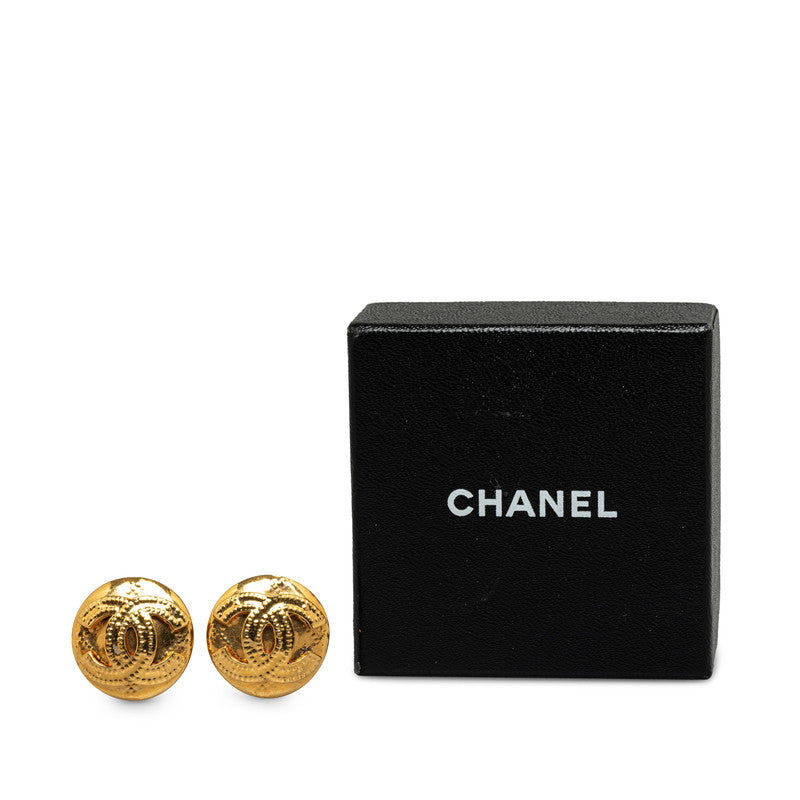 Chanel Gold Plated Coco Mark Vintage Earrings 94P
