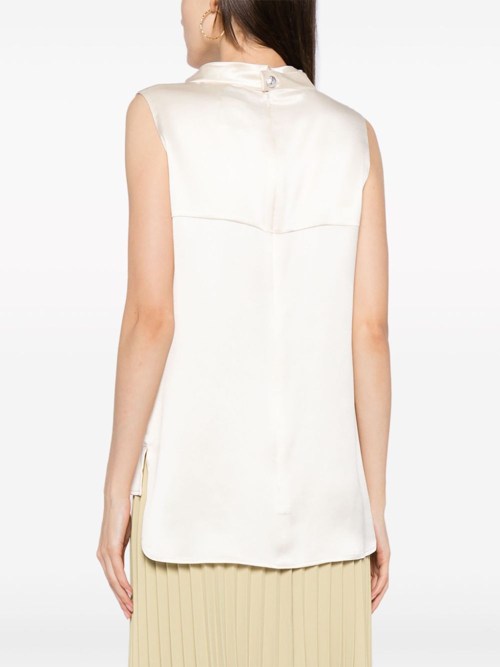 Mock-neck Sleeveless Silk Top