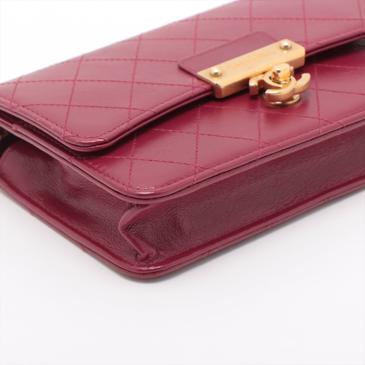 Chanel Mattress Vintage Carf Chain Wallet Bordeaux Gold 26th