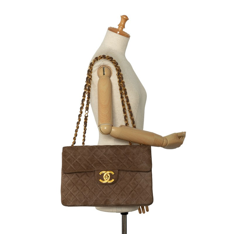 Chanel CC Suede Maxi Classic Single Flap Bag Suede Shoulder Bag in Good condition