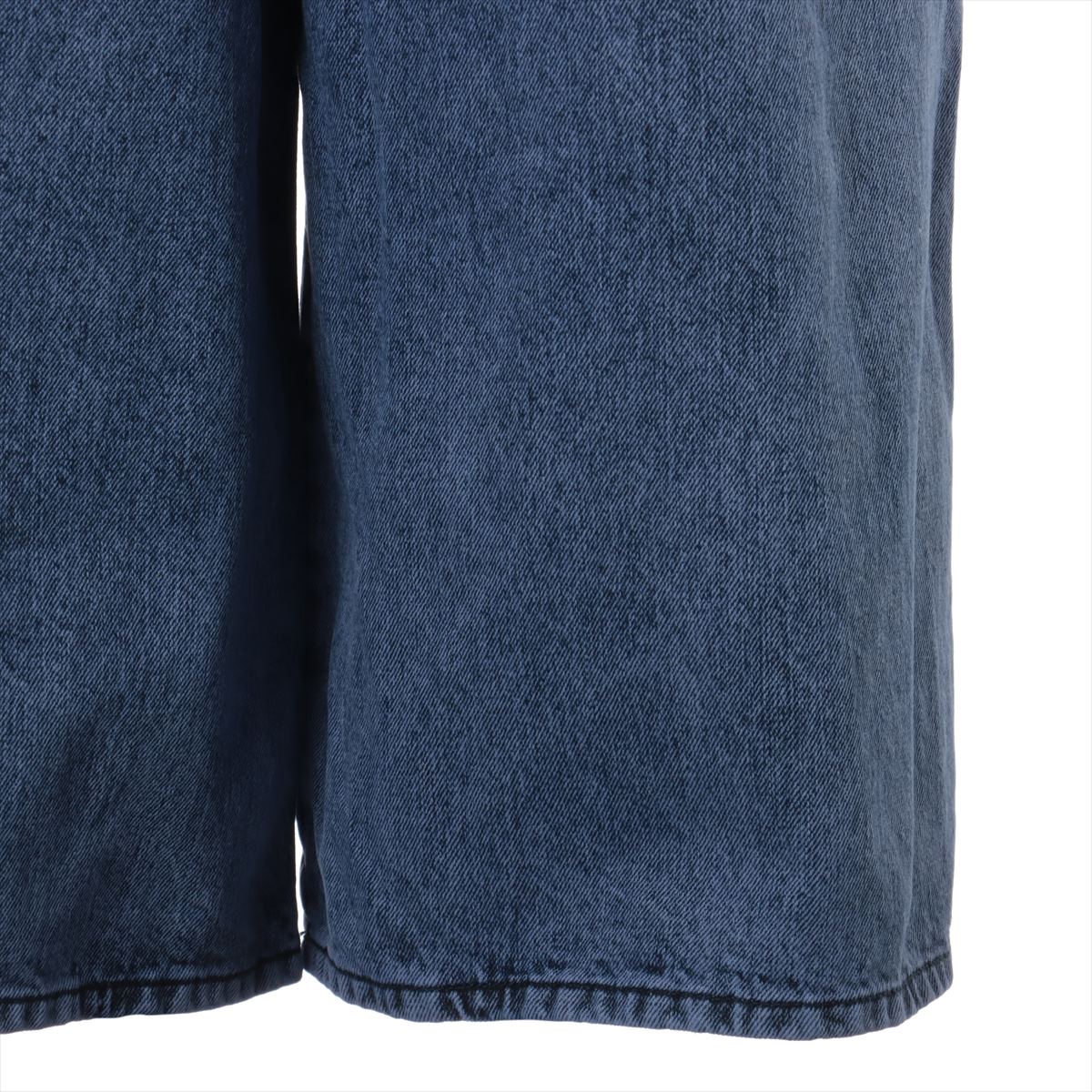 Chanel Coco P73 Cotton Denim Pants 36 Blue False Pearl Wash Processed Wild Pants