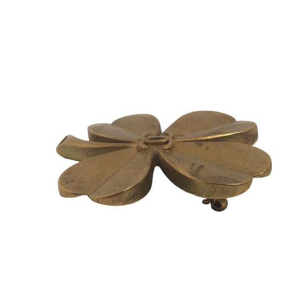 CHANEL Brooch plating gold corsage COCO Mark Clover Women New