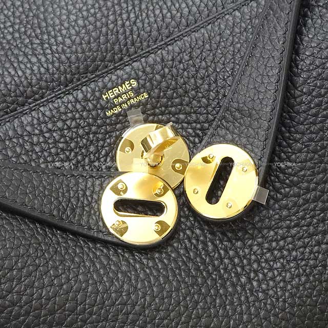 HERMES Shoulder bag Lindy 26 Noir (Black) Taurillon Clemence Gold HW Stamp
