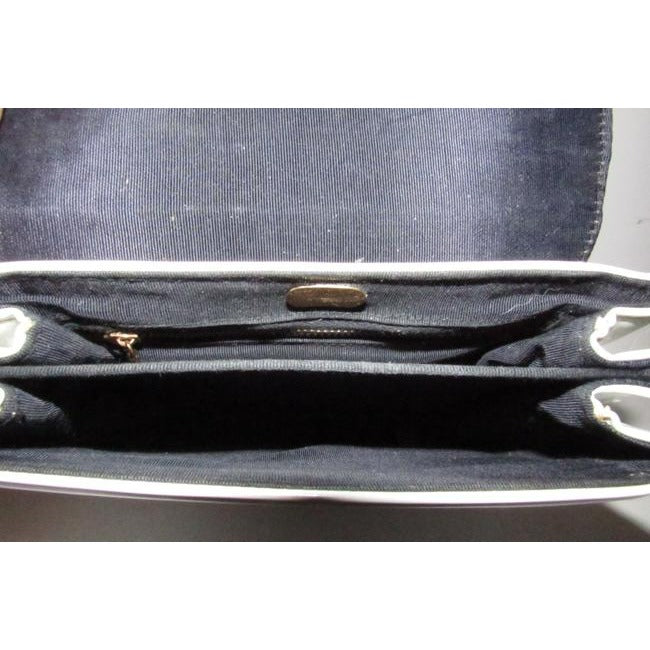 Gucci White Patent Leather Lunch Box Satchel W Bamboo Handle